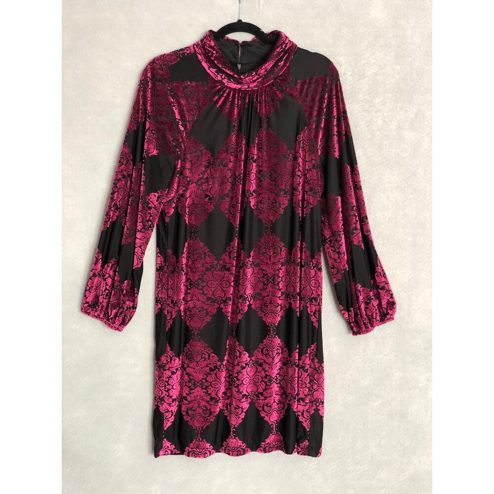 Vince Camuto Damask Print Dress Women's Size 16 Burnout Velvet NEW